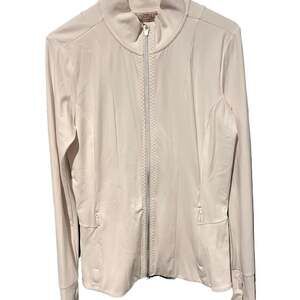 Athleta Salutation Ribbed Full-Zip Jacket in White, woman’s Medium